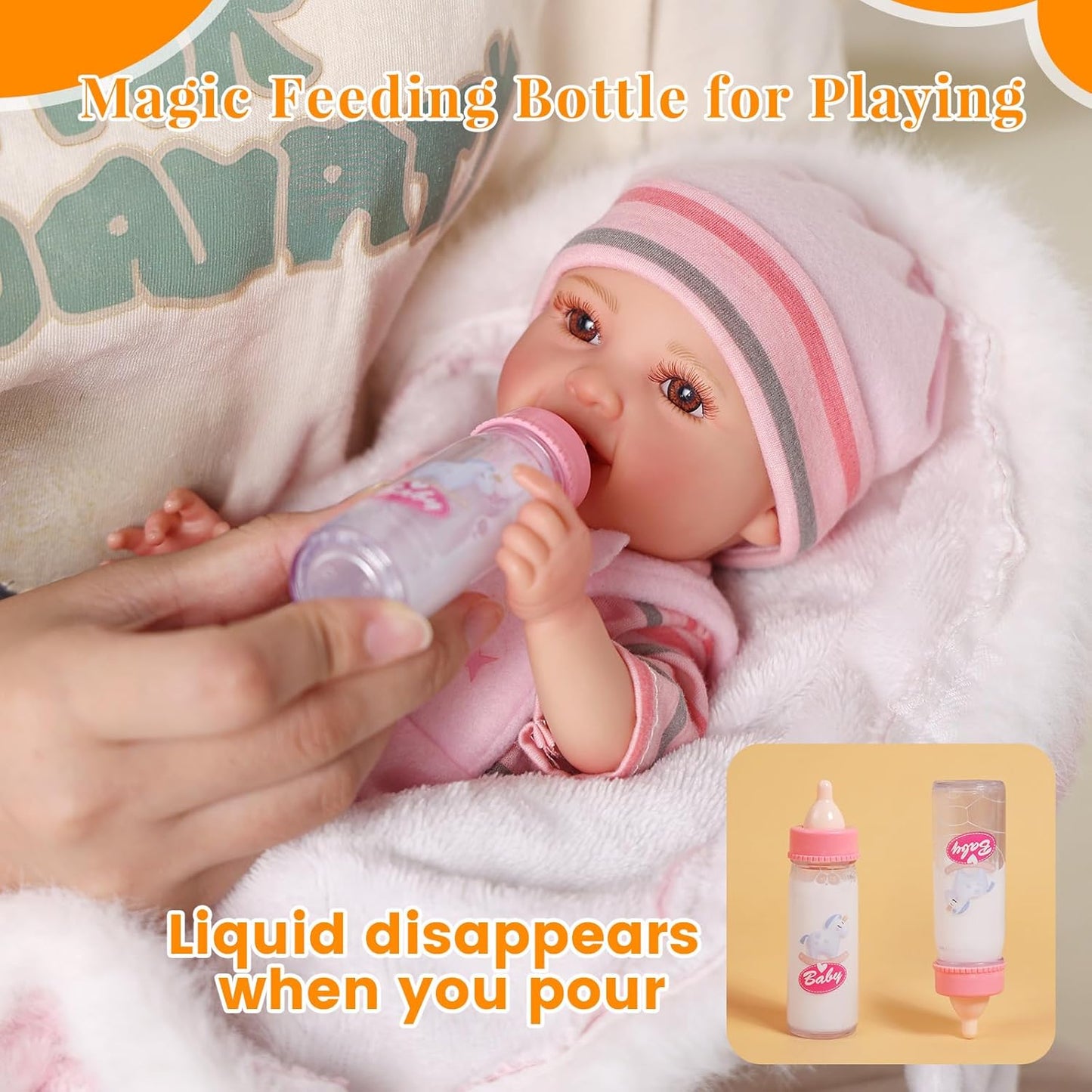 BABESIDE 12 Inch Baby Doll, Realistic Baby Dolls Girl Real Life Toys Full Vinyl with Accessorries for 3+ Kids Lifelike Gifts Collection