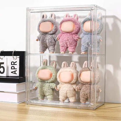Display Case Compatible with Labubu POP MART, Acrylic Clear Display Box Shelf for POP MART Labubu Doll, 1 Pack