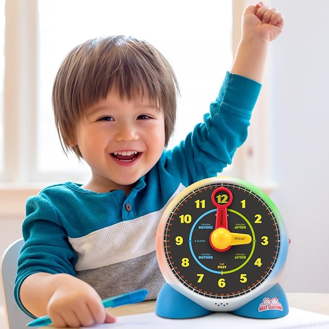 BEST LEARNING Learning Clock - Educational Talking Learn to Tell Time Teaching Toy with Quiz and Music Sleep Mode - Toddlers & Kids Ages 3, 4, 5, 6 Years Old Boy and Girl Birthday Present