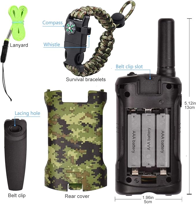 Walkie Talkies for Kids 22 Channel 2 Way Radio 3 Miles Long Range Handheld Walkie Talkies Durable Toy Best Birthday Gifts for 6 Year Old Boys and Girls fit Adventure Game Camping (Green Camo 1)