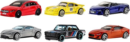 Hot Wheels European Car Culture Multipack - 6 Toy Cars in 1:64 Scale Tribute to The European Automotive Industry, Gift for Children from 3 Years and Collectors, HLK51