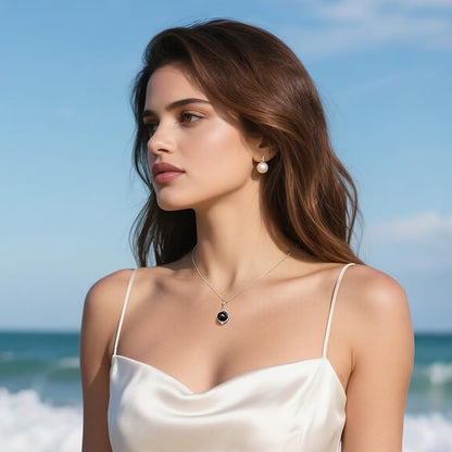 Iefil Valentines Gifts for Her Wife - 10-11mm Freshwater Pearl Necklace, Rose Flower Pearl Necklace, Anniversary Jewelry Gifts for Women Wife Mom Girlfriend Her, 925 Sterling Silver