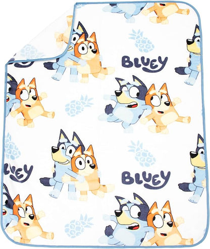 Jay Franco Bluey & Bingo Nogginz Set - 40 x 50 Inch Lightweight Travel Throw Blanket & Pillow - Kids Super Soft 2 Piece Bedding Set