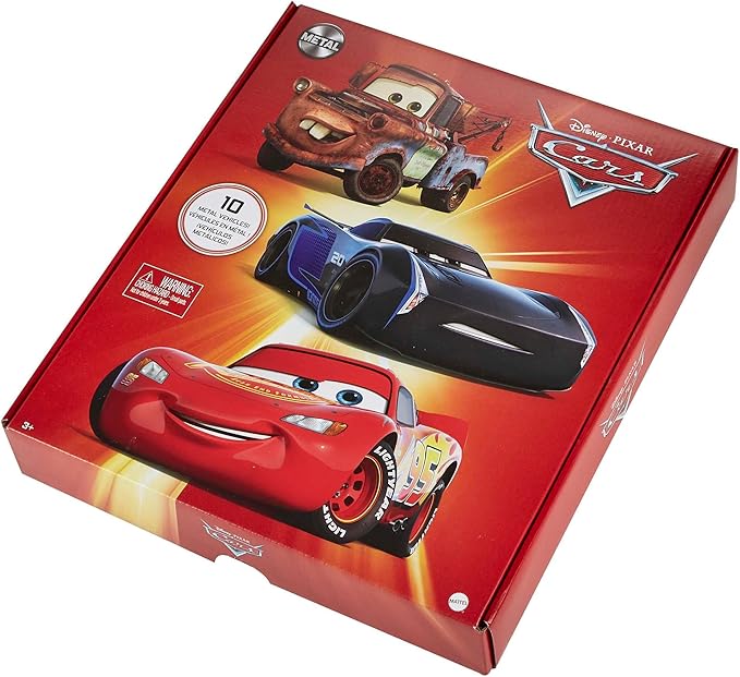 Mattel Disney and Pixar Cars Set of 10 Die-Cast Mini Racers Vehicles, Collectible Set of 1:55 Scale Toy Cars Inspired by Movies