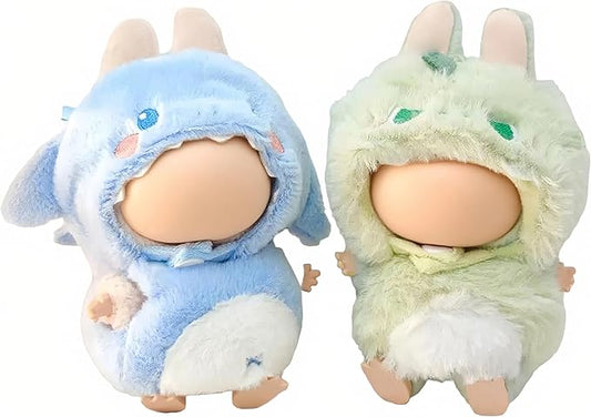 (2-Pack) 17cm Doll Clothes Set, Plush Green Dinosaur and Blue Shark Outfits for 17cm Dolls, Soft and Stylish Dress Up Doll Clothes, Adorable and Cute Clothing with Cozy Texture and Fun Design