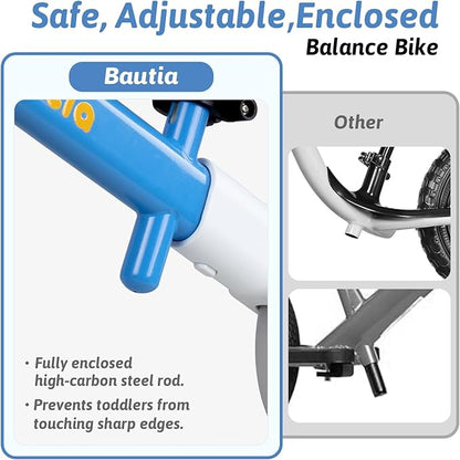 8“ Toddler Balance Bike for 2 Year Old, Adjustable Seat & Handlebar, Age18 Months to 5 Years Old, No-Pedal Training Bike First Gifts-Blue