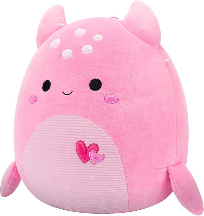 Squishmallows Original 12in Artin The Pink Loch Ness Monster with Hearts – Official Jazwares Valentine Plush (Medium)