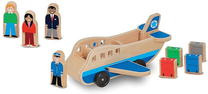 Melissa & Doug Wooden Airplane Play Set with 4 Play Figures and 4 Suitcases
