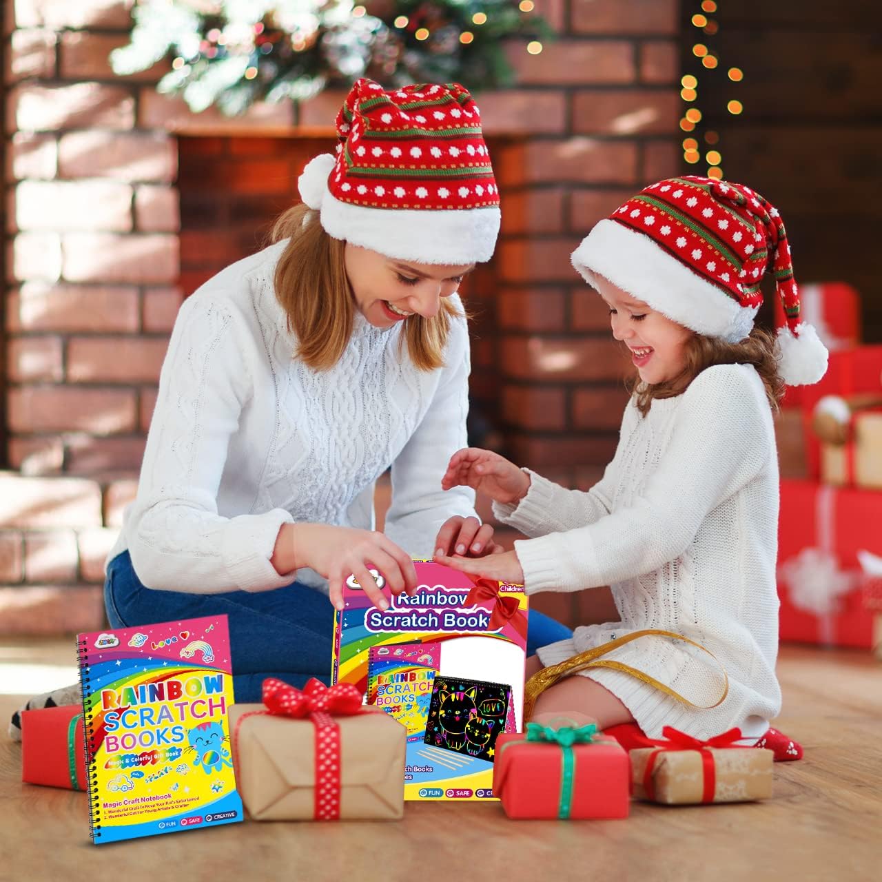 ZMLM Scratch Paper Art-Crafts Gift: 2 Pack Rainbow Notebooks Supplies Toys Easter Basket Stuffers for 3 4 5 6 7 8 9 10 Years Old Girls and Boys Kids Birthday Party Games (Yellow)