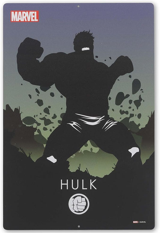 Marvel The Incredible Hulk Silhouette Metal Sign - Vintage Hulk Wall Art for Man Cave or Movie Room