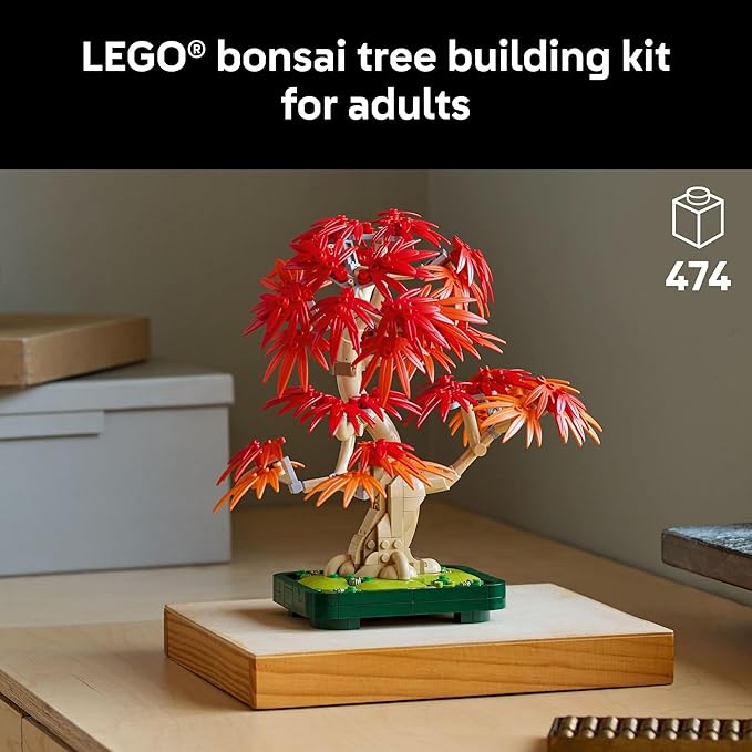 LEGO Botanicals Japanese Red Maple Bonsai Tree Building Kit for Adults 18+ - Unique Home Decor DIY for Room or Office - Housewarming Gift Idea - Plant for Desk or Bookshelf- 10348