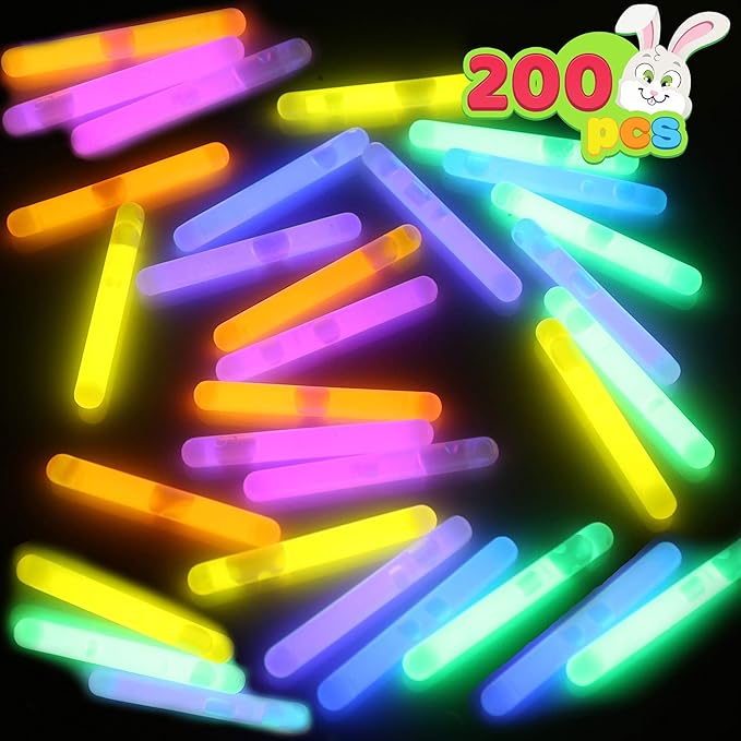JOYIN 400 Mini Glow Sticks(1.7"), 8 Colors, Glow in The Dark for Easter Eggs Party Favors,Easter Basket Stuffer Party Pack, Weddings Classroom Decorations Prizes