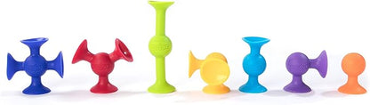 Fat Brain Toys Squigz Deluxe Set - 50-Piece Suction Construction Toys, Suction Bath Toys, Sensory Toys for Kids 3 and Up