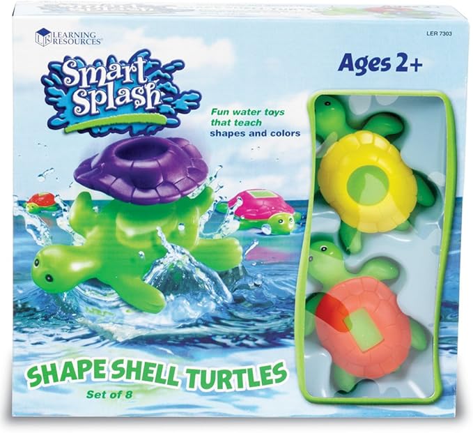 Learning Resources Shape Shell Turtles, Learn Shapes, Bath Toys Set of 8, Ages 2+