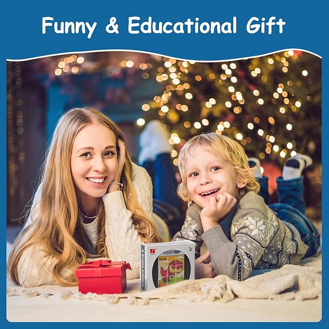 Rotating Puzzle for Kids 3 4 5 6 7 8 Year Old, 4 Puzzles in 1, Toddlers Travel, Car, Airplane, Road Trip Activities, Fine Motor Skills, Fidget, Gift for Boys & Girls Ages 3+ (Dinosaur)