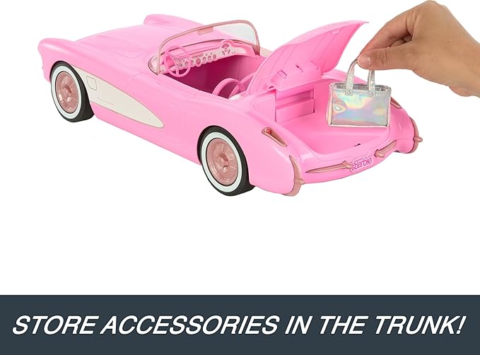 Barbie Hot Wheels RC Corvette from The Movie, Full-Function Remote-Control Toy Car Holds 2 Dolls