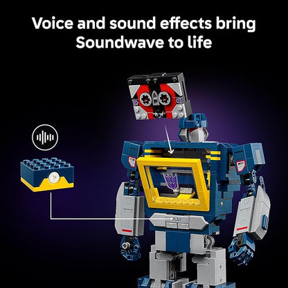 LEGO Icons Transformers: Soundwave - Building Set W/Sound Effects for Adults, 18+ - Model Kit W/Ravage & Laserbeak Figures - DIY Home Decor - Collectible Gift Idea for Sci-FI & Movie Fans - 10358