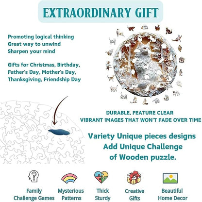 Wooden Puzzles Adults, 3D Cats Wooden Puzzles 100 Pieces, Unique Animal Shaped Wood Challenging Jigsaw Puzzles Christmas Birthday Gifts for Cat Lovers Friends, 8.5x8.5in