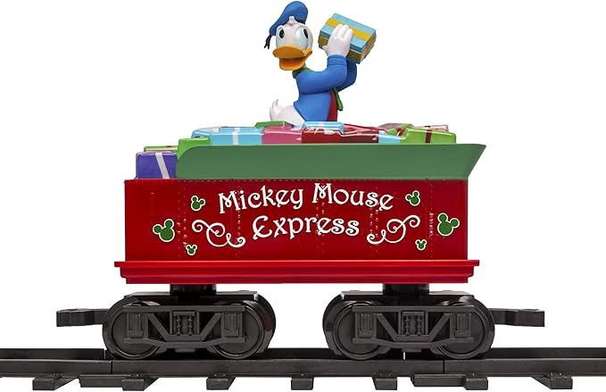 Lionel Disney Battery-Operated Mickey Mouse Express Toy Train Set with Bluetooth, Locomotive, Train Cars, & Track with Authentic Train Sounds, Lights, & Water Vapor Smoke Effects for Kids 4+