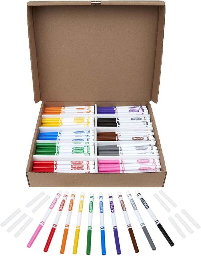 Crayola Fine Line Markers Classpack (200ct), Bulk Kids' Markers For Preschool, Kindergarten, Elementary School Classrooms, Teacher Classroom Must Haves