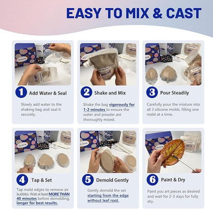 Glizma Refill Bag for Leaf Kit 0.79lb*2, Resin Casting Powder 360g*2, Water Activated Works of Art of Plaster, Fast Curing, 40+ Minutes Demold, Shaking Bag Design, Easy Mixing and Self Leveling