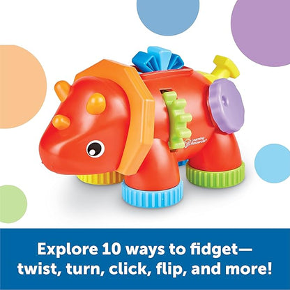 Learning Resources Tracy the Fidget Triceratops, Baby Toys, Sensory Toys For Toddlers, Fine Motor toys, Montessori Toys,1 Piece, Ages 18 Months+