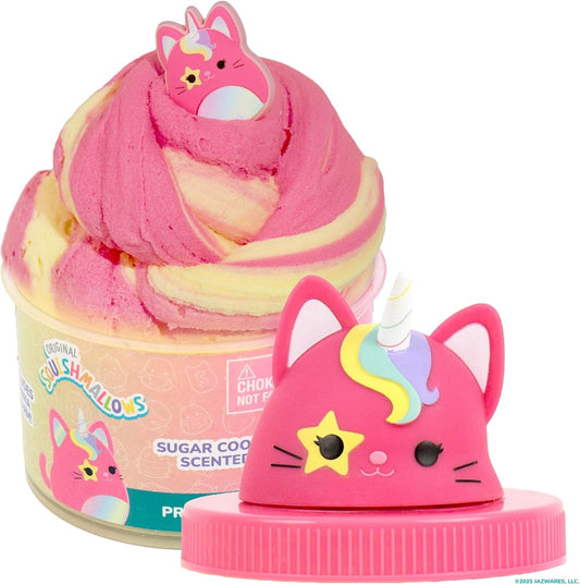 Original Squishmallows Sienna the Caticorn Premium Cloud Slime, Sugar Cookie-Scented, 8 oz., Storage Container with Figurine Topper, Rubber Charm, Goodie Bags Stuffers, Kids Party Favors, Sensory Toys