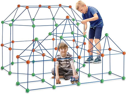 VEVOR Fort Building Kit for Kids, 180PCS STEM Building Toys, Educational Gift for 4 5 6 7 8+ Year Old Boys & Girls, Indoor Outdoor Play Tent Builder Set Construction Toys with 120 Rods and 60 Balls