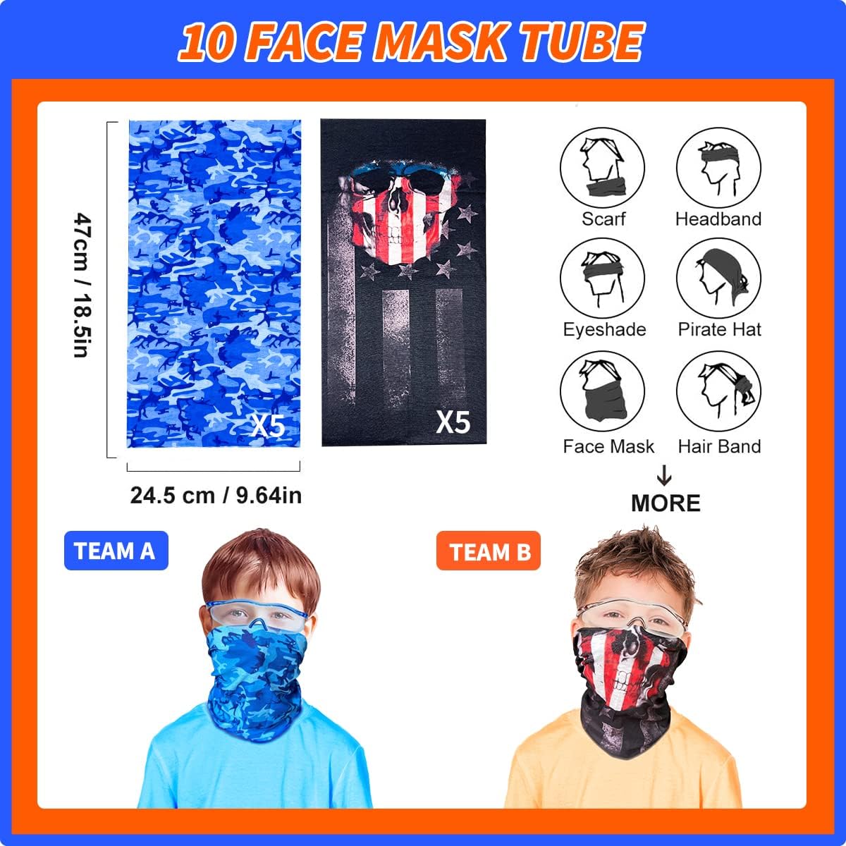 Banvih 10 Packs Small Gun Set for Nerf Party Supplies & Favors, for Boys' Birthday Party -10 Bulk Mini Pistol Blasters, Goggles, Masks, Wristbands, 200 Foam Darts