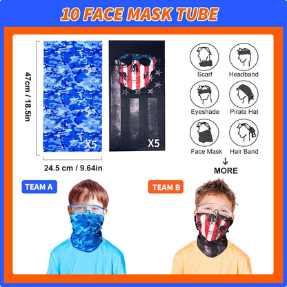 Banvih 10 Packs Small Gun Set for Nerf Party Supplies & Favors, for Boys' Birthday Party -10 Bulk Mini Pistol Blasters, Goggles, Masks, Wristbands, 200 Foam Darts