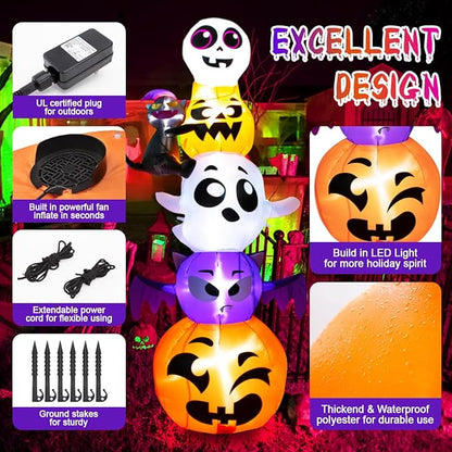 Meland Halloween Decorations Outdoor Inflatable - 8FT Halloween Inflatable Outdoor Decorations with Built-in LED Light,Inflatable Halloween Decorations for Yard Lawn Garden