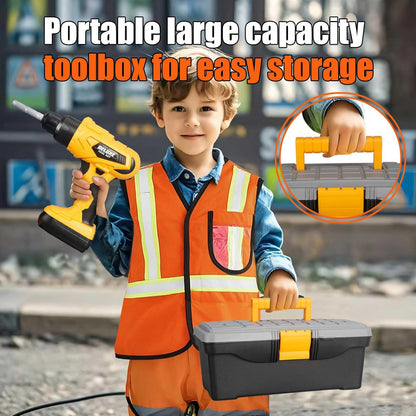 Zealous 48pcs Kids Tool Set with Tool Box & Electronic Toy Drill, Pretend Play Construction Kits for Kids Ages 3-5 Years Old, Toddler Boy Toys