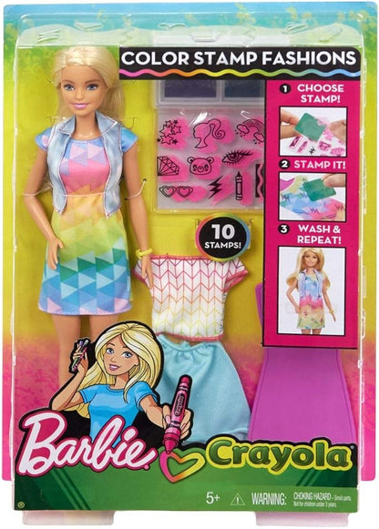 Barbie FRP05 Crayola Stamp Fashions Set Blonde, Multicolor