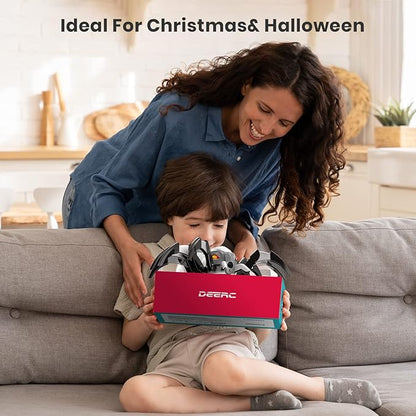 DEERC 128A Remote Control Spider, RC Moving Spider Robot Toys for Kids, Halloween Gifts for Birthday Party Joke Pranks, Wireless Remote Controlled Spider with Real Music Effect & LED Light