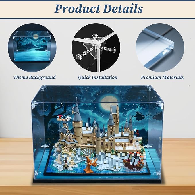 Acrylic Display Case for Lego Harry Potter Hogwarts Castle and Grounds 76419 Building Set, Dustproof Display Box for Harry Potter Playset, Magic Theme Showcase (Case Only ,Model NOT Included)