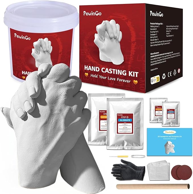 PewinGo Hand Casting Kit – Couples Gifts Idea, Anniversary for Couple Gift, Fun Date Night Ideas, Gift for Women and Men, Hand Molding Kit, Valentines Day, Christmas
