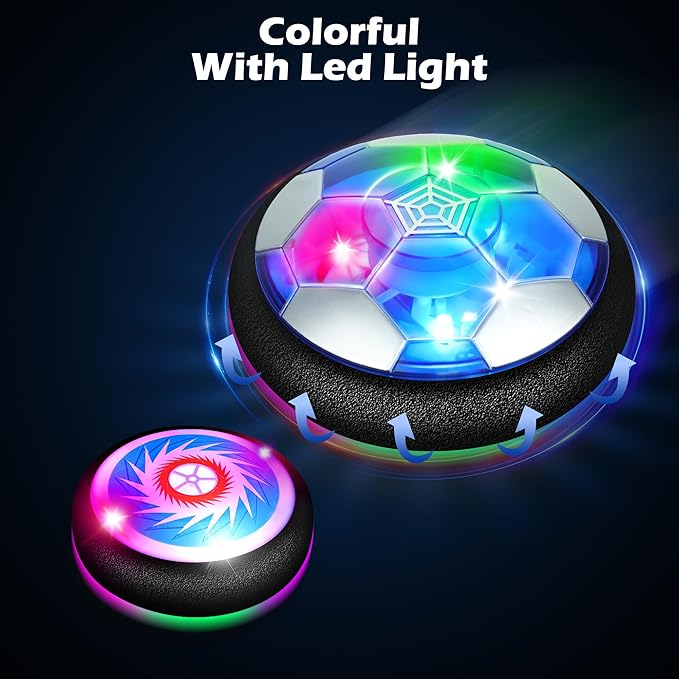 3-in-1 Hover Soccer Ball Set, Including 2 LED Hover Hockey and Soccer Ball Toys, Indoor Red & White Goals, Sports Game Toy, Soccer Gift for 4-8, 8-12 Years Old Boys