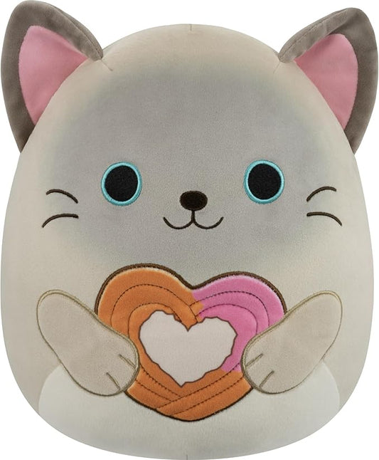 Squishmallows Original 12in Felton The Siamese Cat Holding Heart Churro – Official Jazwares Valentine’s Day Plush (Medium-Sized)