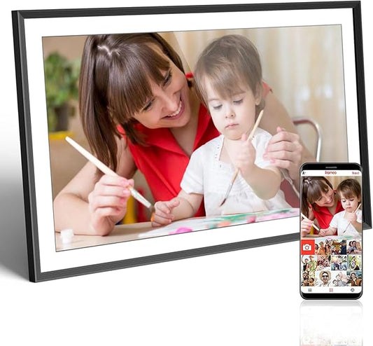 Frameo Digital Picture Frame 15.6 Inch, WiFi Smart Photo Frame with 32GB Storage, 1920x1080 IPS HD Touchscreen, Wall Mount & Tabletop, Share Pictures & Videos Instantly, for Mom