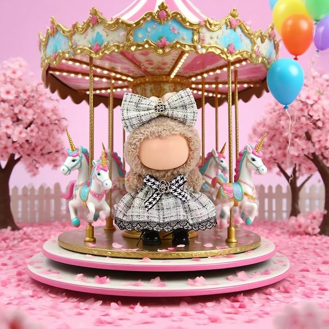 (3-Pack) 17cm Clothes Set, (3 Pcs) Plaid Dress Outfits (Shoes not Include), Stylish Dress and Hairpin Set for 17cm Doll Dress Up, Adorable Doll Accessories