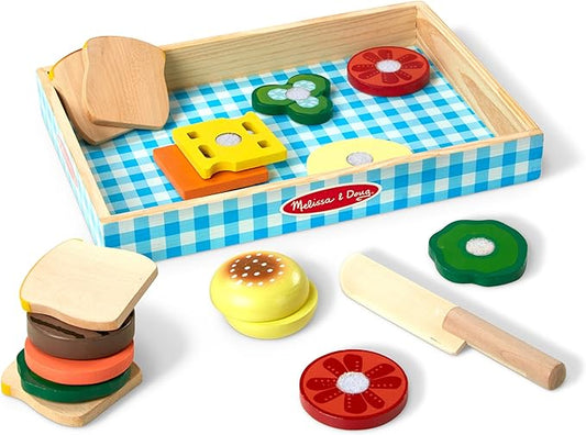 Melissa & Doug Wooden Sandwich-Making Pretend Play Food Set Food Toys for Kids Play Kitchen for Ages 3+