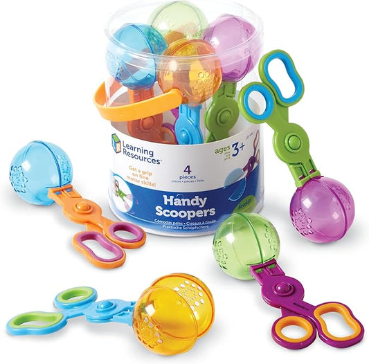 Learning Resources Handy Scoopers - Sensory Bin Sand Toys, Fine Motor, Montessori Kids, Plastic Tweezers, Homeschool Preschool Supplies, Gifts for Boys and Girls