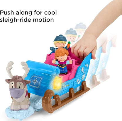 Fisher-Price Little People Toddler Toy Disney Frozen Kristoff’s Sleigh Vehicle with Character Figures for Pretend Play Kids Ages 18+ Months (Amazon Exclusive)
