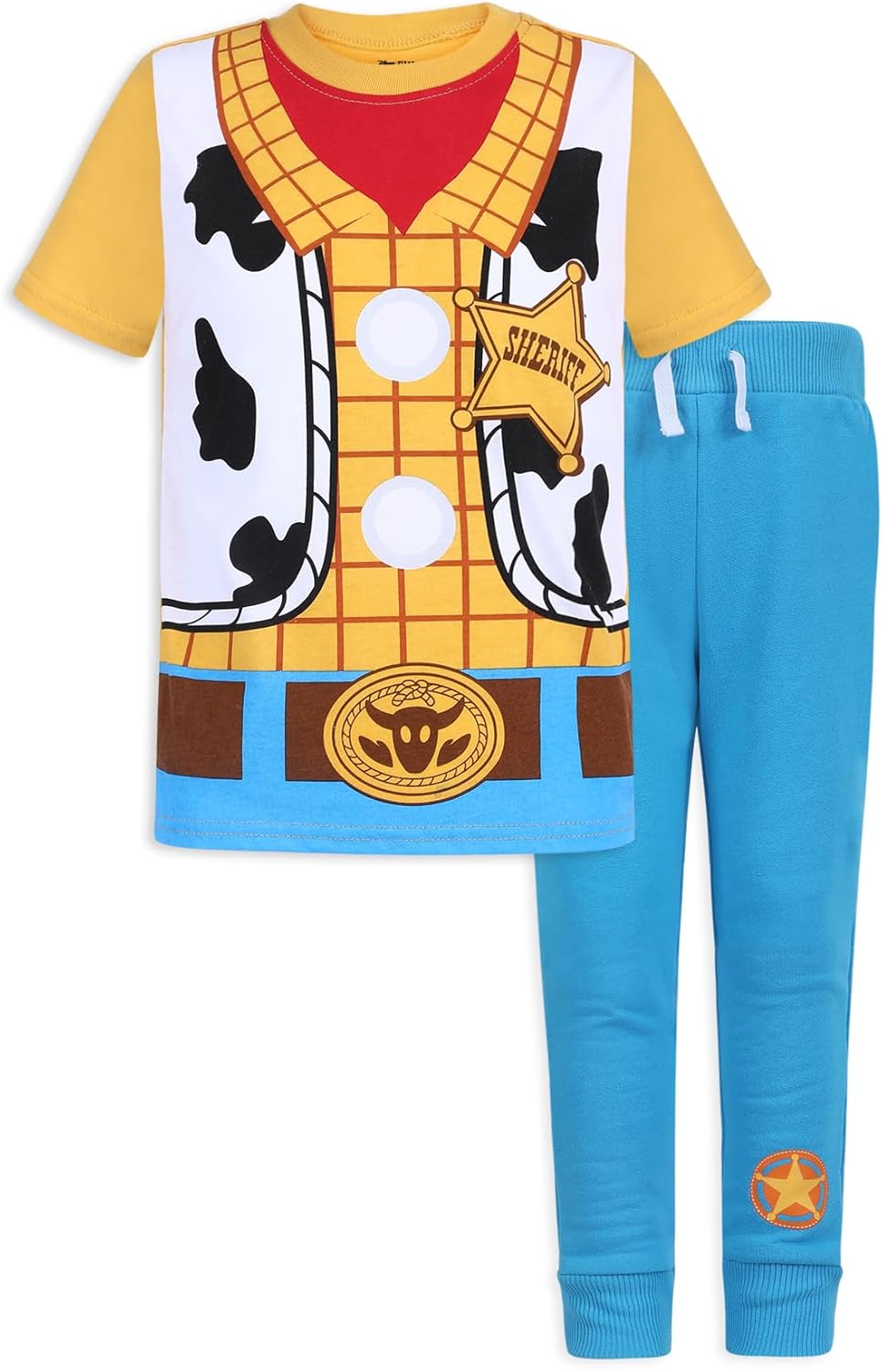 Disney Toy Story Woody and Buzz Lightyear Boys Short Sleeve T-Shirt and Pants Set for Toddler and Little Kids