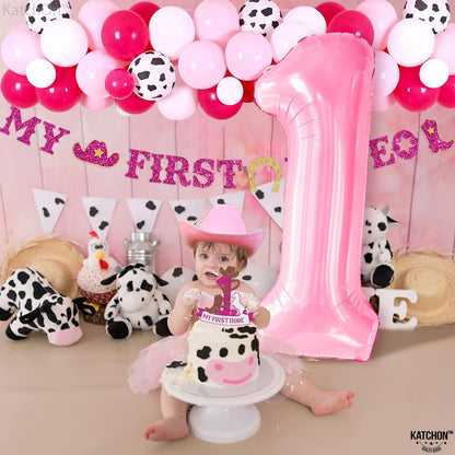 KatchOn, Light Pink 1 Balloon Number - 40 Inch | Number 1 Balloons for 1st Birthday Party | Pink Number Balloons, First Birthday Decorations For Girl | 1 Balloon for Happy Anniversary Decorations