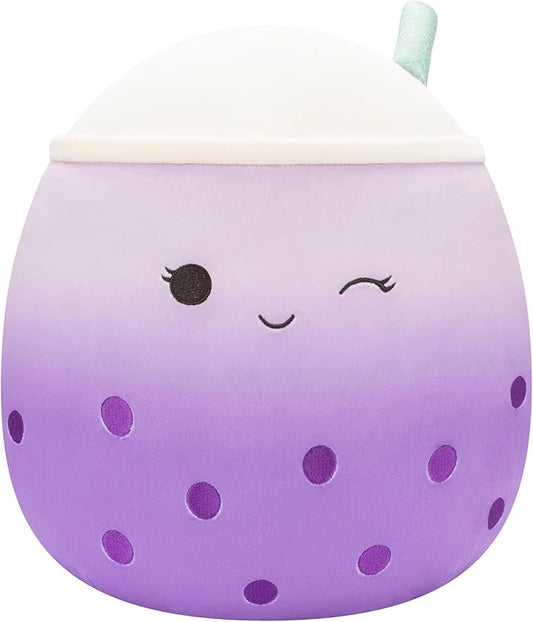 Squishmallows Original 12-Inch Poplina Purple Boba Tea with Blue Straw - Official Jazwares Plush