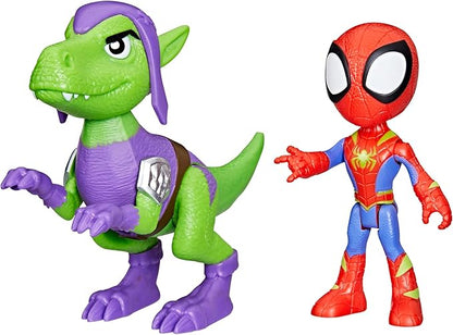 Marvel Spidey and His Amazing Friends Dino-Webs, Spidey and Goblin Raptor Action Figures Set, Super Hero Toys for Boys and Girls Ages 3 and Up