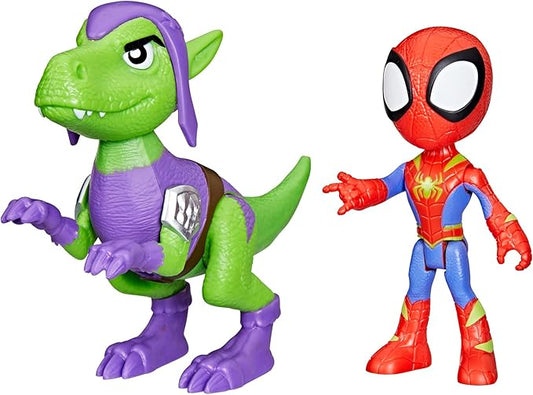 Marvel Spidey and His Amazing Friends Dino-Webs, Spidey and Goblin Raptor Action Figures Set, Super Hero Toys for Boys and Girls Ages 3 and Up