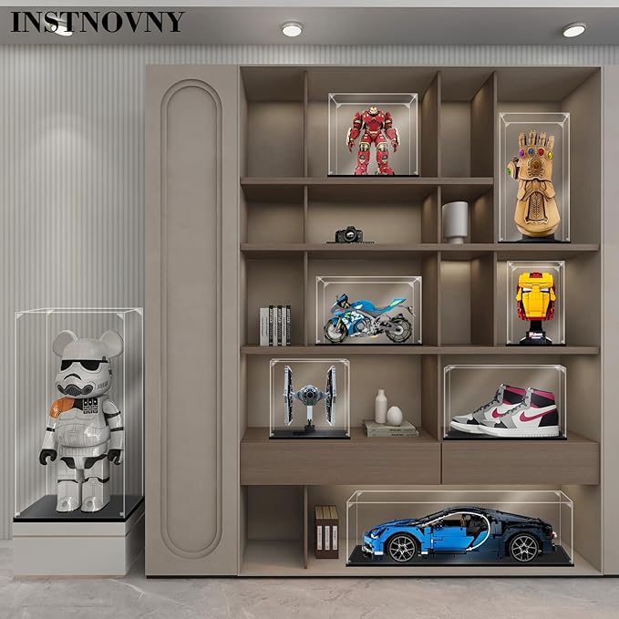 Acrylic Display Case for Collectibles Assemble Acrylic Display Box for Lego 10265 Car Model Toys Clear Acrylic Case for Display Building Set Action Figures(Black,15.7*7.9*5.9 inch)