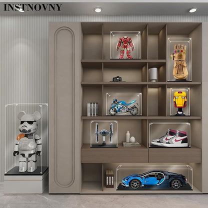 Acrylic Display Case for Collectibles Assemble Acrylic Display Box for Lego 10265 Car Model Toys Clear Acrylic Case for Display Building Set Action Figures(Black,15.7*7.9*5.9 inch)